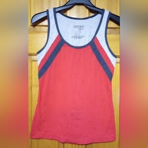 Danskin Now Red and Blue Fitted Sleeveless Tank Top, Size M